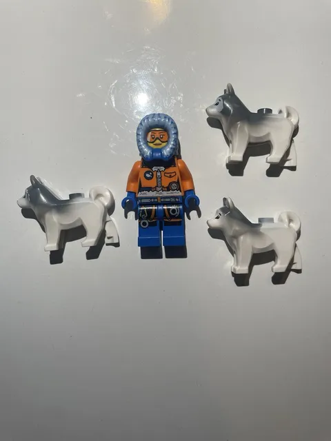 LEGO City Arctic Explorer Minifigure CTY0491 w/ Hood & 3 Husky Dogs