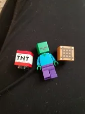 Lego Minecraft Lot Zombie, TNT Brick And Craft Table Minifigure