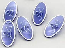 Lego 5 New Trans-Purple Minifigure Shields Elliptical with Silver Border Parts