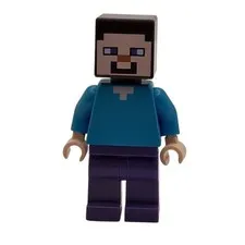 LEGO Minifigure Minifig Minecraft Steve (Light Nougat) Dark Purple Legs min009