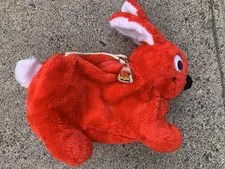 Vintage 1984 - Lego Duplo - Red Bunny Rabbit Plush Bag With Logo Keychain Zipper