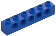 Lego Blue TECHNIC Brick 1 x 6 with Holes Qty 1 Part 3894 T1
