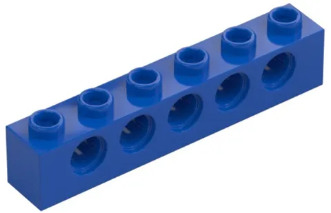 Lego Blue TECHNIC Brick 1 x 6 with Holes Qty 1 Part 3894 T1