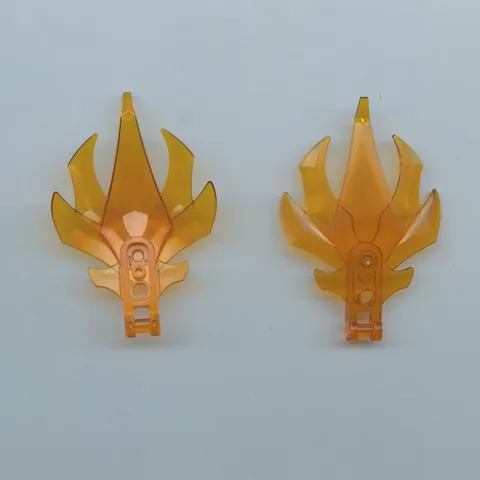 LEGO x 2 Trans-Orange Plant Leaves Angular with Bar Handle on End, 7 Spikes 7727