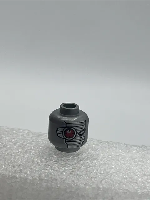 LEGO - Minifig, Head w/ Mechanical Right Eye Red, Silver Face Mask Pattern