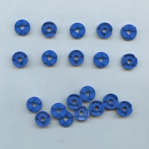 LEGO x 20 Blue Plate, Round 2 x 2 with Axle Hole 4032