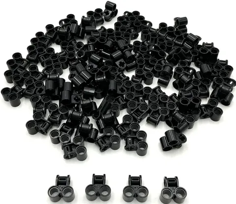 Lego 100 New Black Technic Axles and Pin Connector Perpendicular Double Parts