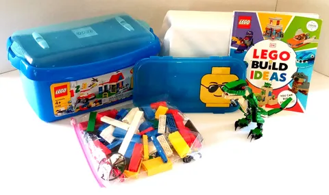 Lego Lot Large Brick Box Make Create 6166 Dinosaur Figure Case Build Ideas Book