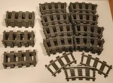 LEGO Train Track Lot  57 Pcs Dark Gray - 14 Straight 2865 &  43 Curved 2867 9V