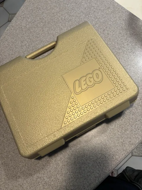 Vintage 1997 LEGO Metallic Gold Carrying Case Storage Box Container Clean