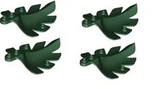 LEGO NEW 7571 Dk Green Larg Plant Plate Round/1 x 2/Pointed/Split Sides Lot of 4