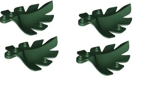 LEGO NEW 7571 Dk Green Larg Plant Plate Round/1 x 2/Pointed/Split Sides Lot of 4