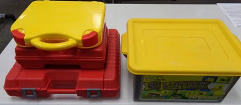 Lot of 3 Vintage Lego Plastic Storage Carry Case & 1 clip on lid container EMPTY