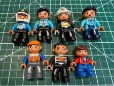 LEGO DUPLO People Figures Lot of 7 Male/Female Police, Inmate, Child, Pilot Etc.