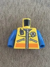 Lego Yellow Torso Coast Guard City Logo, Zippers and Radio
