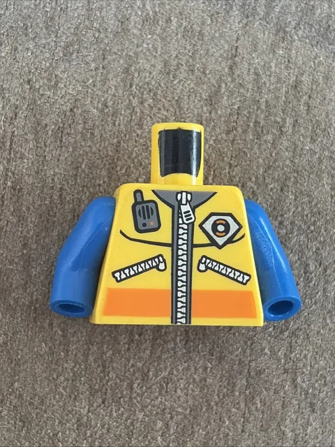 Lego Yellow Torso Coast Guard City Logo, Zippers and Radio