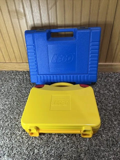 1985 Vintage Blue Lego Carrying Case & 2012 Yellow Carrying Case / Storage