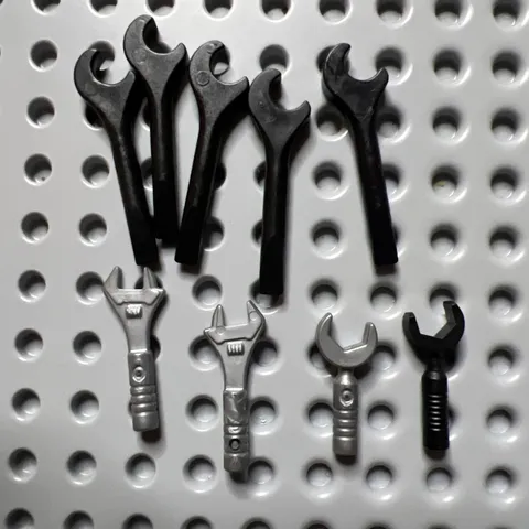 LEGO 11402f 4007 6246e Adjustable Spanner Wrench Tool Flat Silver Black 9pcs