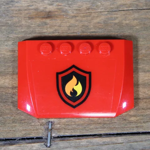 LEGO City Red Wedge 4x6x2/3 Triple Curved Fire Logo Badge Pattern 52031pb054
