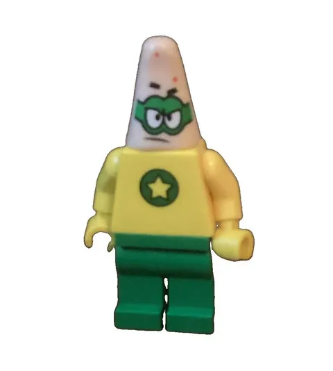 LEGO Minifigure Yellow Torso & Green Legs with White Cone Head