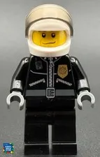 Lego Minifigure Police Man Leather Jacket Badge Helmet Visor Cty0242