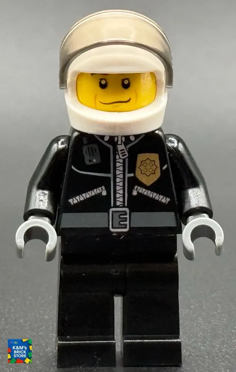 Lego Minifigure Police Man Leather Jacket Badge Helmet Visor Cty0242