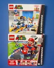 Super Mariokart 72043 Interactive LEGO Mario Standard Kart + Toad’s Garage LOT !
