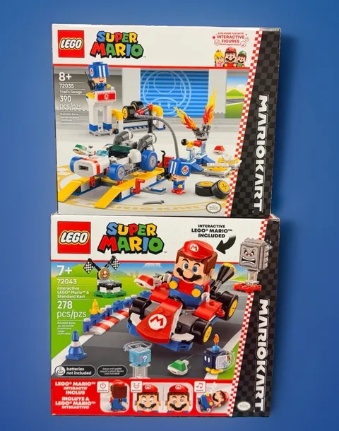 Super Mariokart 72043 Interactive LEGO Mario Standard Kart + Toad’s Garage LOT !