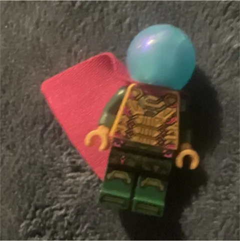 LEGO Minifigure Blue Head Red Cape Green Legs Plastic Figure