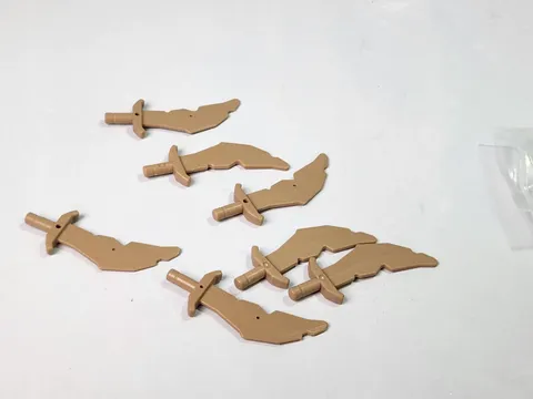 LEGO Lot of 7 SWORD Scimitar with Nicks Dark Tan Minifig Weapon Part # 60752