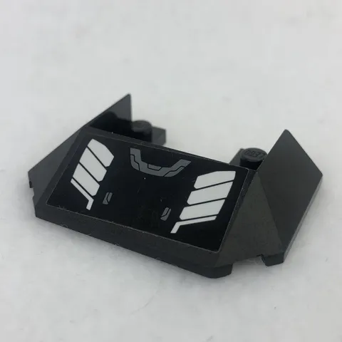 LEGO 13269pb004 Black Wedge 6 x 4 Cutout (Train Roof) W/ White Stripes on Black