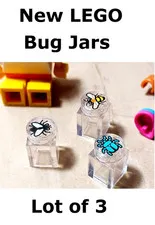 New LEGO Bug Jars Collection Brick Lot of 3 FLY KILLER BEE Wasp BEETLE Chrome