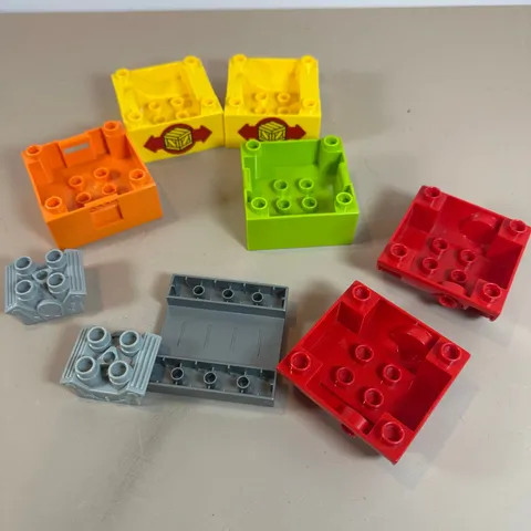 Lot of 9 Lego Duplo Pieces Crates Bins Truckbed Train Cab Containers Boxes Farm