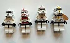 Lego Star Wars Clone Trooper w/ Black Head 4 Minifigure Lot: 327th, Barc, Shock