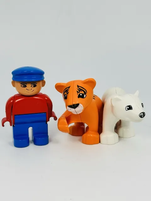 Lego Duplo Lot Of 3 Tiger Polar Bear Man Boy Figures 