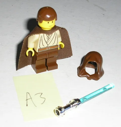 Lego Star Wars OBI-WAN KENOBI (Young, Padawan Braid Pattern) Minifigure 7203 *A3