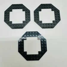 LEGO 10x10 Plate Octagonal w/ Open Center Dark Bluish Gray Lot Of 3