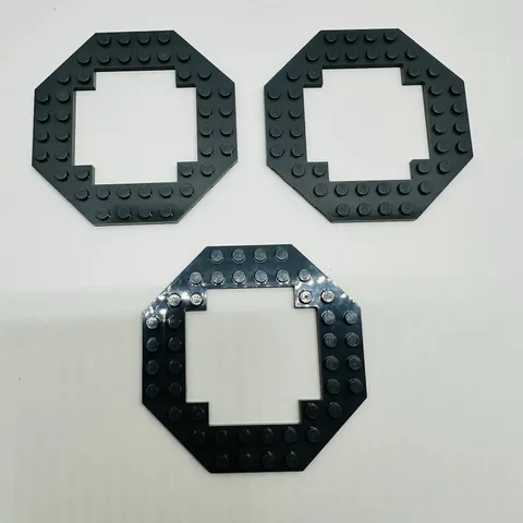 LEGO 10x10 Plate Octagonal w/ Open Center Dark Bluish Gray Lot Of 3