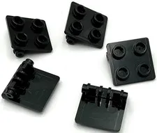 Lego 5 New Black Hinge Bricks 2 x 2 Top Plate Parts