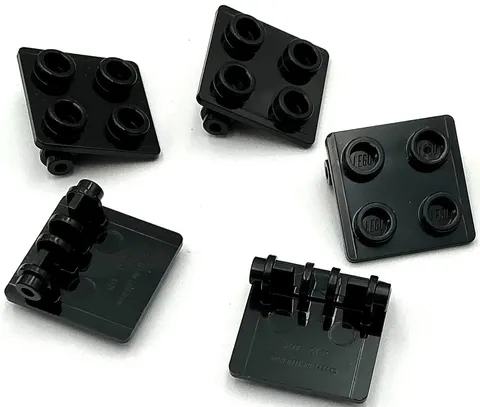 Lego 5 New Black Hinge Bricks 2 x 2 Top Plate Parts