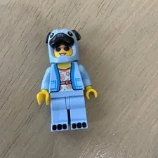 LEGO PUG COSTUME GIRL MINIFIGURE dog animal blue female Bow Tie figure