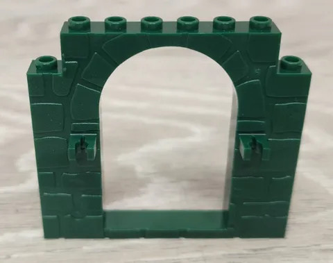 Lego 40242 Dark Green Door Frame 1 x 8 x 6 Arched With Clips And Stone Profile