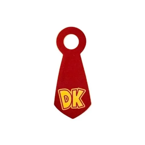LEGO - Minifigure Tie Cloth, Large, Pointed End with Yellow 'DK' Pattern - Red
