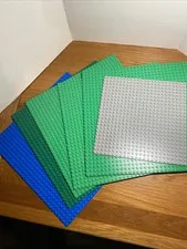 LEGO BULK LOT 5 GREEN BLUE BASEPLATES 32X32 STUD 10"X10" + 24x24 Stud Light GRAY