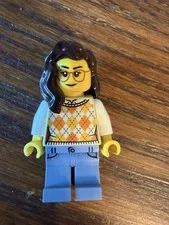 LEGO CITY FEMALE PASSENGER WITH ARGYLE SWEATER MINIFIGURE WITH FREE SHIPPING