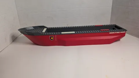 LEGO City Fire Boat Hull Large Red Black Replacement Base Ship Parts Incomplete