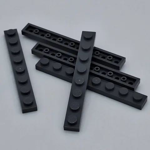 Lego - 5 Basic Dark Bluish Gray Plate 1 x 8 Studs 3460