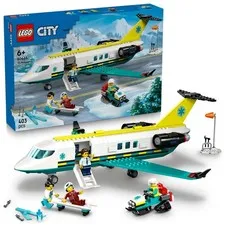 LEGO City Emergency Air Ambulance Airplane Toy - Medical Plane Model - 3 Minifig