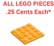 LEGO Plate 4x4 Bright Light Orange 3031 - Genuine LEGO Parts Pieces Bulk