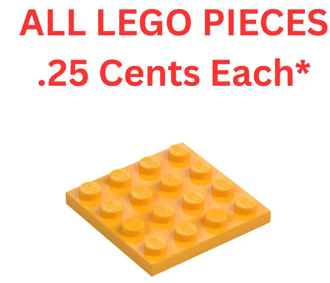 LEGO Plate 4x4 Bright Light Orange 3031 - Genuine LEGO Parts Pieces Bulk